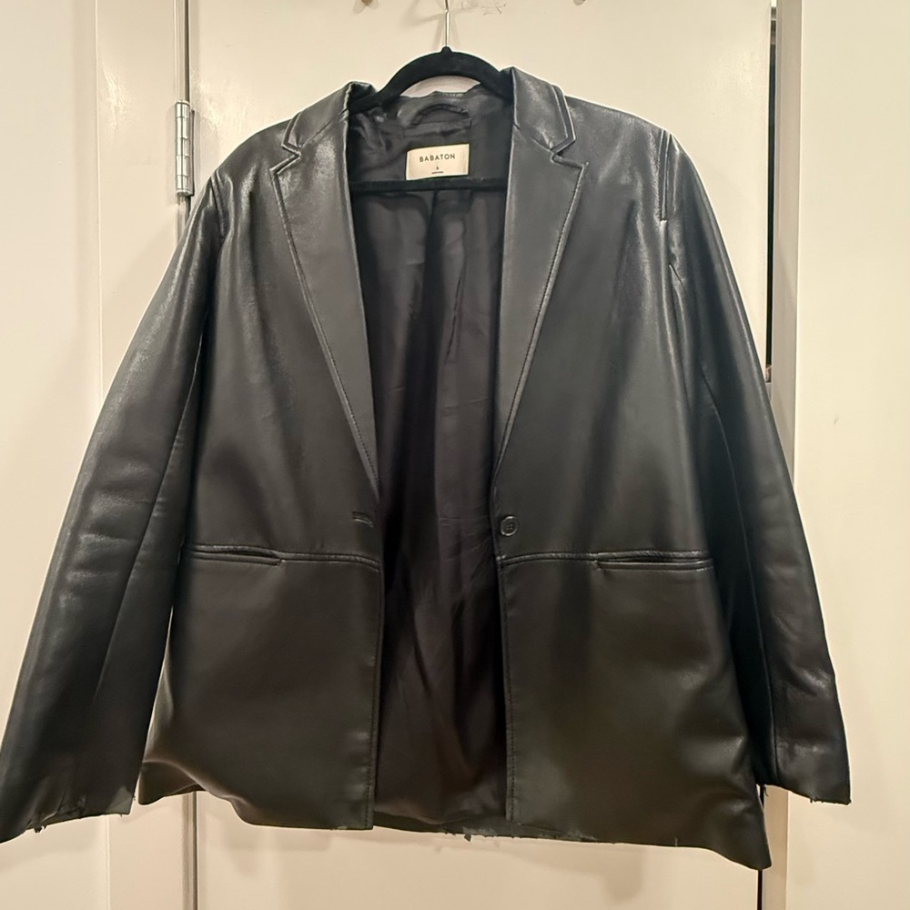ARITZIA Babaton BLACK oversized Leather blazer jacket